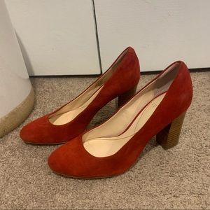 Isola suede red block heels